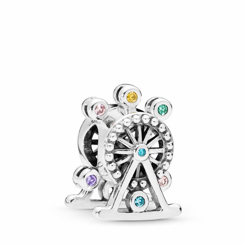 Pandora Ferris Wheel Charm Ireland - Sterling Silver/Blue/Mixed Stones - 182673YTX